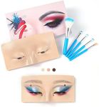 Bueuo Makeup Practice Face Board, 3D Reusable Silicone Makeup Mannequin Face with 5PCS Makeup Brush, Eye Makeup Practice Face for Makeup Beginner or Professional Enthusiasts