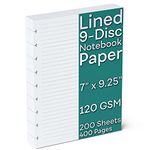 Discbound Lined 120 GSM Refill Paper, 200 Sheets (400 Pages), 9 Disc Pre-Punched Happy Planner Inserts, Loose Leaf, White, 7 inch x 9.25 Inch