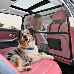 Dog Barrier for Truck, 56" Dog Car Barrier Behind Front Seat, Escape-Proof Back Seat Divider & Trunk Cargo Gate, Durable Heavy Duty Pet Gate Net for Truck, SUV & Large Vehicles