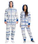 Tipsy Elves Christmas Onesies for Adults - Comfy Unisex Matching Holiday Jumpsuits with Convenient Pockets, Gray Bear the Winter, X-Small