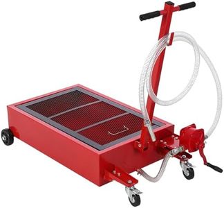 Garvee 20 Gallon Oil Drain Pan Oil Drain Tank, 76L Low Profile Oil Drain Pan, Large Capacity Oil Change Pan with Manual Pump & T Foldable Hand and Wheels, 8FT Hose Oil Drain Cart for Car, SUV, Trucks