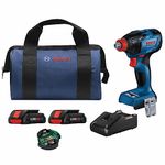 BOSCH GDX18V-1860CB25 18V Connected-Ready Two-in-One 1/4 in. and 1/2 in. Bit/Socket Impact Driver/Wrench Kit with (2) CORE18V® 4 Ah Advanced Power Batteries and (1) Connectivity Module