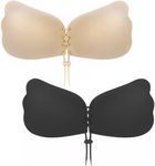 KIETLA Sticky Bra 2 Pairs, Strapless Push Up Backless Bras for Women, Adhesive Invisible Lifting Bra, Black and Nude, 32A