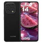 DOOGEE N55PRO Android 14 Mobile Phones（2024, 6.56" HD+ 90Hz,16GB+256GB,4G Unlocked Smartphone for Seniors, 5150mAh, 13MP+8MP Camera,Widevine L1/ GPS/Face Unlock-Black