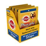 Pedigree Meat Jerky Adult Dog Treat, Barbecue Chicken, 4 Packs (4 x 80g)