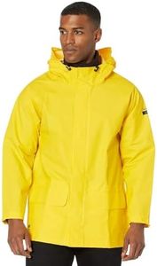 Helly-Hansen Workwear Mandal Adjustable Waterproof Jackets for Men - Heavy Duty Comfortable PVC-Coated Protective Rain Coat, Light Yellow - L