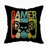 TOMKEY Hidden Zippered Pillowcase Gamer Game Controller 18X18Inch,Decorative Throw Custom Cotton Pillow Case Cushion Cover for Home Sofas,bedrooms,Offices,and More