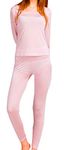 Grenasasilk Womens Silk Long Underwear Mulberry Silk Long Johns Silk Thermal Underwear Sets Cold Weather Base Layer, Pink, Large