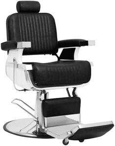 vidaXL Barber Chair Adjustable 360°Rotatable Beauty Beard Shaving Salon Styling Hairdressing Seating Black 68x69x116cm Faux Leather