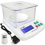 MOCCO Digital Lab Scale 600g by 0.01g Precision Electronic Scale Analytical Balance Compact Accurate Weighing Scales for Jewelry Scientific Laboratory with Windshield and 200 Gram Calibration Weight