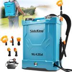 SideKing Knapsack Sprayer 16L - Electric Garden Sprayer with 120 PSI Powerful Pressure, 4000mAh Long Runtime Battery, Dual Wands, Comfort Back Pad, Backpack Sprayer for Lawn, Weed, Patio (Charger Inc)