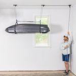 Teal Triangle Elite Cargo Box Storage, Garage Pulley System & Ceiling Hoist, Holds 150 lbs