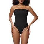 NZQXJXZ Strapless Thong Bodysuit Shapewear for Women Tummy Control Seamless Sculpt Sleeveless Body Shaper