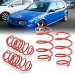 AJP Distributors Front & Rear Suspension Drop Height Coil Lowering Springs Kit Red Compatible/Replacement For Golf GTI MK4 Jetta Bora GLI MKIV 1999 2000 2001 2002 2003 2004 2005 99 00 01 02 03 04 05