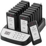 VEVOR Restaurant Pager System, Wireless 500m Long Range Lineup Waiting Queue Signal, Guest Customer Calling Beepers with Vibration & Flashing, 16 Buzzers for Food Truck, Church, Nursery, Hospital