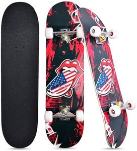 Skateboards for Beginners Kids Boys Girls and Adults,31''x8'', 7-Layer Maple, Double Kick Concave, Fascinating Cool, Solid&Durable (Rockwave)