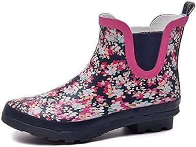 SWIFTFROG Rain Boots for Women Waterproof Ankle Garden Shoes Non Slip Floral Printed Rainboots Ankle Rain Shoes