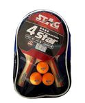 Stag Iconic Wood 4 Star Professional Table Tennis (T.T) Multi-Set - Table Tennis Rackets and T.T Balls Included| All-in-One Ping Pong Paddle Playset - Table Game Accessories