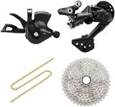 JGbike Compatible 10 Speed MTB 4pc groupset for Shimano Deore M4100: Right Shift Lever,4120 5120 SGS Long cage Rear Derailleur, 4100 11-42T 46T Cassette or Sunrace 11-46T Cassette, KMC X10 Chain