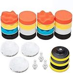 BangShou 25 Pack 3" Polishing Pads, Sponge Buff Pads Set Kit with M10 Drill Adapter, Compound Auto Car Polisher