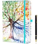 ZXHQ Diary 2025 A5 Week To View Full Year Planner - Weekly & Monthly Planner with Pen, Jan-Dec, Pen Holder, Month Tabs, Built-in Pocket - 5.9" × 8.5"- Tree of Life