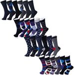 Alpine Swiss Mens Cotton 24 Pack Dress Socks Solid Ribbed Argyle Shoe Size 6-12