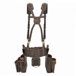 TOURBON Genuine Carpenters Tool Belt with Suspenders Detachable Electrician Tool Pouches Hammer Loop Multi Pockets