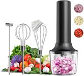 Electric Hand Mixer with MixgoII,Handheld Electric Whisk,Hand Blender Set for Mini Food Processor,Rechargeable Cordless Handheld Mixer,Small Food Chopper for Dicing,Mincing,and Puree,4-Speed,10Oz