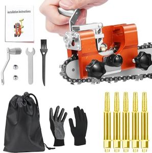 NINGHW Chainsaw Sharpener Kit, Portable Chainsaw Chain Sharpener, Hand Crank Chain Saw Sharpener Tool, Chainsaw Sharpening Jig with 5 Burr Grinding Stone, Chain Saw Sharpener for 6"-22" Chain Saws