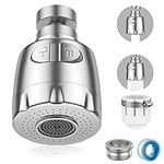 Vinabo Filtro Rubinetto Rocker Tap, 360° Swivel Sink, Bubbler Aerator, Water Saving Faucet Filter Regulator Spray Head Nozzle for Kitchen Bathroom, 2 Modes, Silver