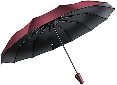 Feimvb Travel Umbrella, Windproof Automatic Umbrella Compact Sized Portable Personal Umbrella with 10 Rib Reinforced Canopy and Auto Open & Close Function, (burgundy)