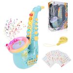 Coikes Toy Saxophone for Kids 8 Note Plastic Saxophone with Music Portable Musical Instruments Toys Children Saxophone Toy Early Educational Toy for Kids Baby Boys Girls (Blue)