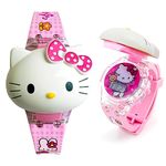 GOLDENIZE FASHION flash Music with Disco Light 3D Spiderman,Frozen Ben 10,Hello Kitty, iron Man Avenger Digital Watch for Kids (2-10 Years old) Toy watch for Children (Kitty)