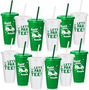 Uiifan Soccer Cups Soccer Plastic Tumbler with Lid and Straw Reusable Golf Cups Soccer Gifts for Coach Boy Friend Golf Fan Men Women Soccer Party Favors (Golf Style,24 oz)