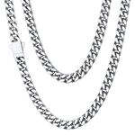 Stainless Steel Mens Cuban Link Chain, Miami Cuban Chain Necklace for Men, 5mm Wide Hip Hop Mens Jewelry, 28"