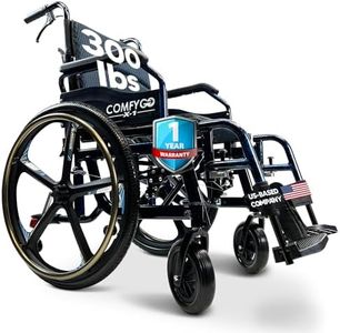 Ultra Lightweight Folding Manual Wheelchair for Adults 17.5 inch Seat Ergonomic Portable Wheel Chair with Elevated Adjustable Leg Rests Wide Wheels All Terrain Silla de Ruedas (Special Edition, Blue)