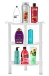 3 Tier Shower Caddy Organizer Shelf Corner, 13.5 x 10 x 26 Inches, Rustproof, Plastic Shower Rack Stands for Inside Bathroom, Bathtub, Shower pan, White(Round Slot White 3 Tier)