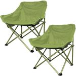 Olrla 2Pcs Folding Moon Chairs, Ergonomic Comfy Camping Chair Support 400lbs with Carry Bag, Green