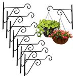 Leafy Tales Plant Hanger Brackets Wall Mounted - Metal Hanging Hooks, Holder for Indoor Outdoor Planters - Black - Pack of 8 (Wall Hanging-8)