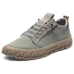 Canvas Shoes Men's Breathable New Men's Shoes Fashionable and Versatile Casual Board Shoes Skates Shoes (Green Khaki, UK Footwear Size System, Adult, Men, Medium, 6)