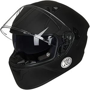 ILM Motorcycle Helmets with Built in Bluetooth Full Face Casco para Moto Dual Visor for Adults Men Women DOT Model-X9(Matte Black,S)