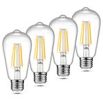 Ascher Vintage LED Edison Bulbs, 6W, Equivalent 60W, Non-Dimmable, High Brightness Warm White 2700K, ST58 Antique LED Filament Bulbs with 80+ CRI, E26 Medium Base, Clear Glass, Pack of 4