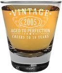 Vintage 2005 Etched 1.75oz 1pk Shot Glass – Happy 19TH Birthday Gifts Women Men, Cheers to 19 Years, Turning 19 Year Old Woman Decorations Decor, Anniversary Bday Party Favors Best Gift Ideas 1.0