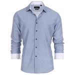 Nicole Miller Mens Button Down Dress Shirt Slim Fit Long Sleeve Wrinkle Resistant Formal Business Casual, Navy Medallion - White Geo, 17"-17.5" Neck 34"-35" Sleeve