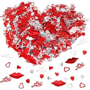 HOWAF 1300 Piezas Confeti Corazón Rojo y Plateado Confeti Boda Corazones Decoracion Fiestas de Mesa para San valentín, Bodas, Cumpleaños, Compromiso, 70g