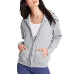 Hanes Women's Full-Zip Hooded Sweatshirt, EcoSmart Women's Sweatshirt, Women's Comfortable Hoodie, Light Steel, X-Large