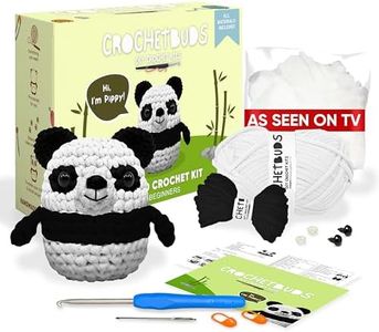 CrochetBuds Crochet Kit For Beginners | Panda Pattern | Crochet Kit For Adults, Teens, & Kids w/ Instructions, Easy To Use Yarn Bundle, Hook, Needles | Includes Step-by-Step Video & Written Tutorial