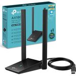 TP-Link AX1800 Wi-Fi 6 Dual Antennas High Gain Wireless USB 3.0 Adapter, Dual-Band, Auto Driver, MU-MIMO, Low- Latency, 1m Cable, Supports Windows 10/11, Highly Secure WPA3 (Archer TX20U Plus), Black