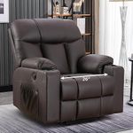 Bonzy Home Oversized Power Lift Recliner Chair for Elderly, Faux Leather Lift Chair with Heated and Massage, Extra Wide Single Sofa with 2 Cup Holders, Side Pockets, USB Port, Brown