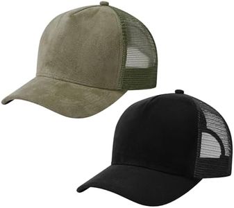 UVSAI Suede Curved Brim Trucker Cap Adjustable Snapback Hat Mesh Back Breathable for Men Women 2 Pack SH03